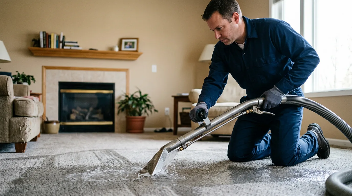Water damage restoration technician working near Housatonic, MA